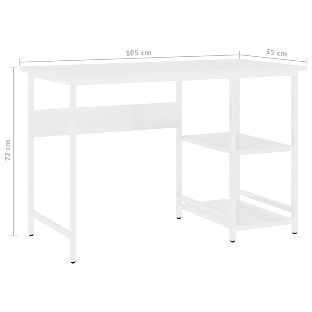 PC stůl bílý 105 x 55 x 72 cm MDF a kov