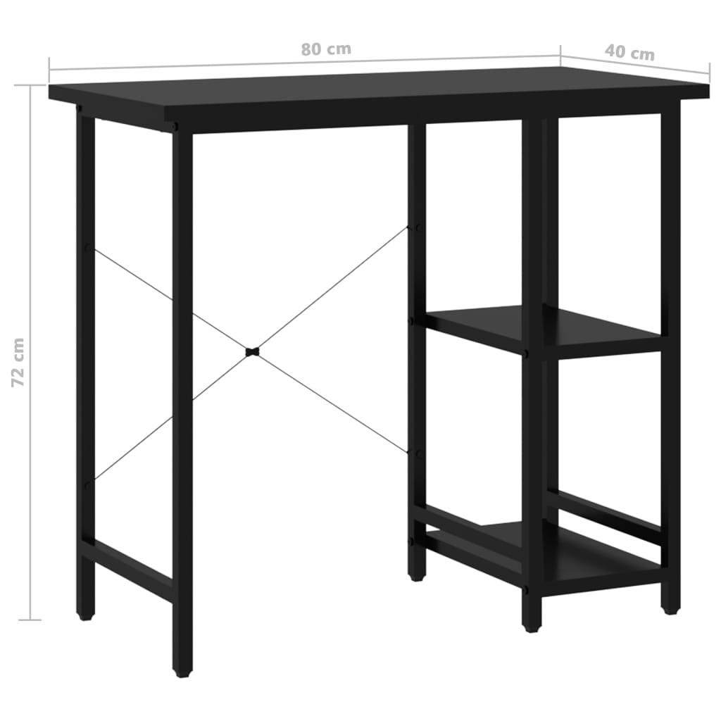 PC stůl černý 80 x 40 x 72 cm MDF a kov