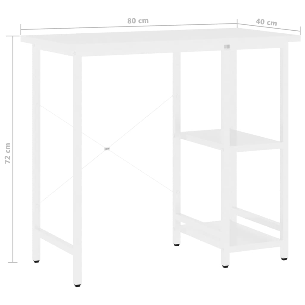 PC stůl bílý 80 x 40 x 72 cm MDF a kov