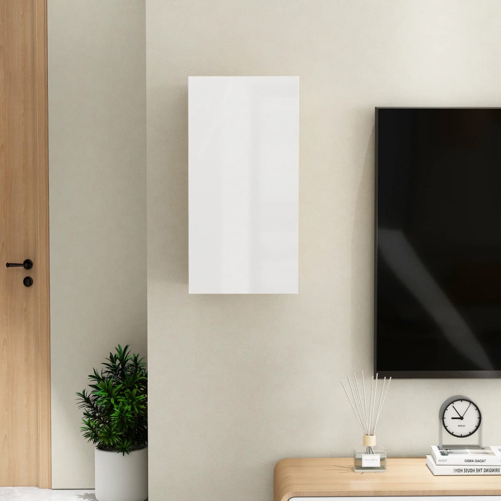 TV stolek bílý s vysokým leskem 30,5x30x60 cm kompozitní dřevo