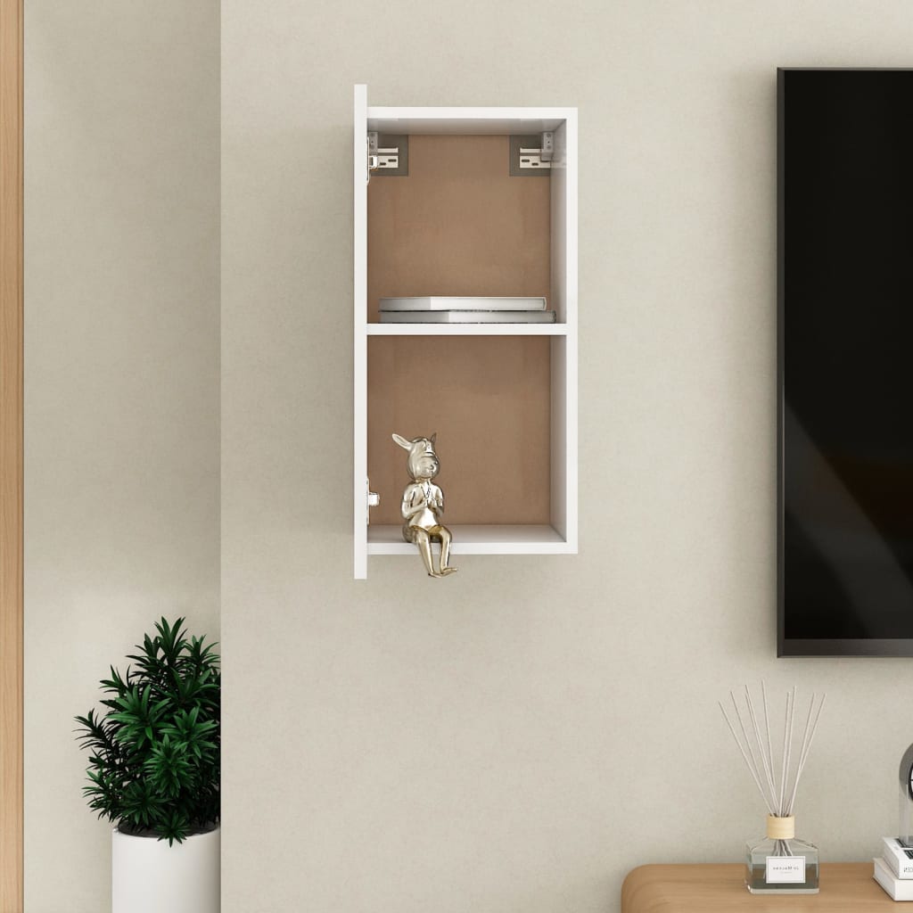 TV stolek bílý s vysokým leskem 30,5x30x60 cm kompozitní dřevo