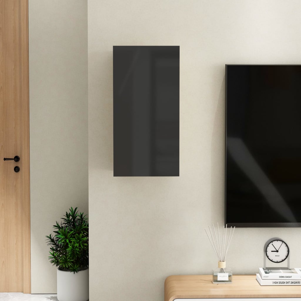 TV stolek černý s vysokým leskem 30,5x30x60 cm kompozitní dřevo