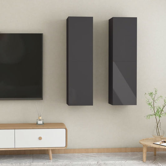 TV skříňky 2 ks šedé vysoký lesk 30,5x30x110cm kompozitní dřevo