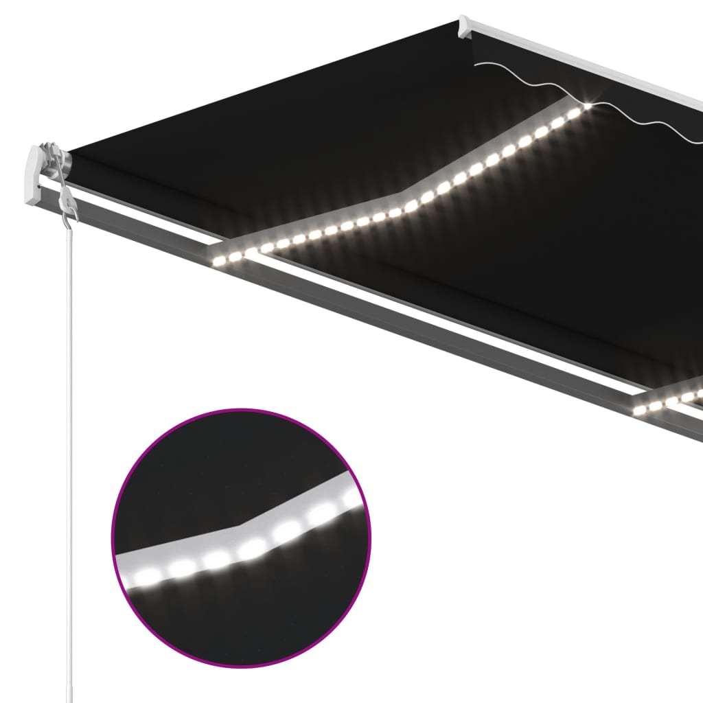 Automatická markýza LED a senzor větru 300 x 250 cm antracitová