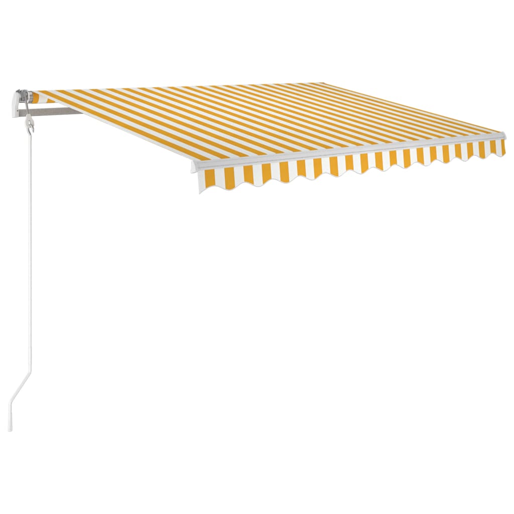 Automatická markýza LED a senzor větru 350x250 cm žlutá/bílá