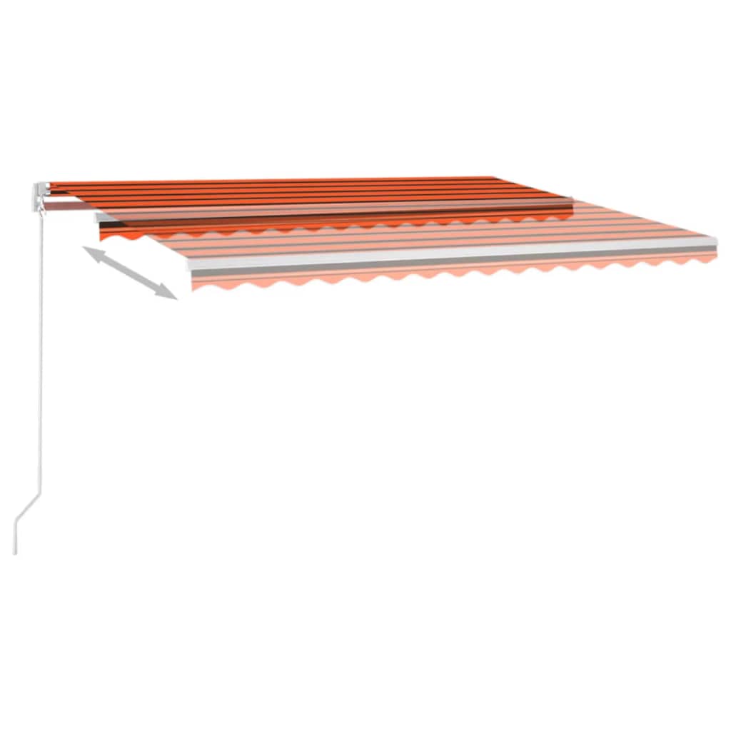 Ručně zatahovací markýza s LED světlem 400x300 cm oranžovohnědá