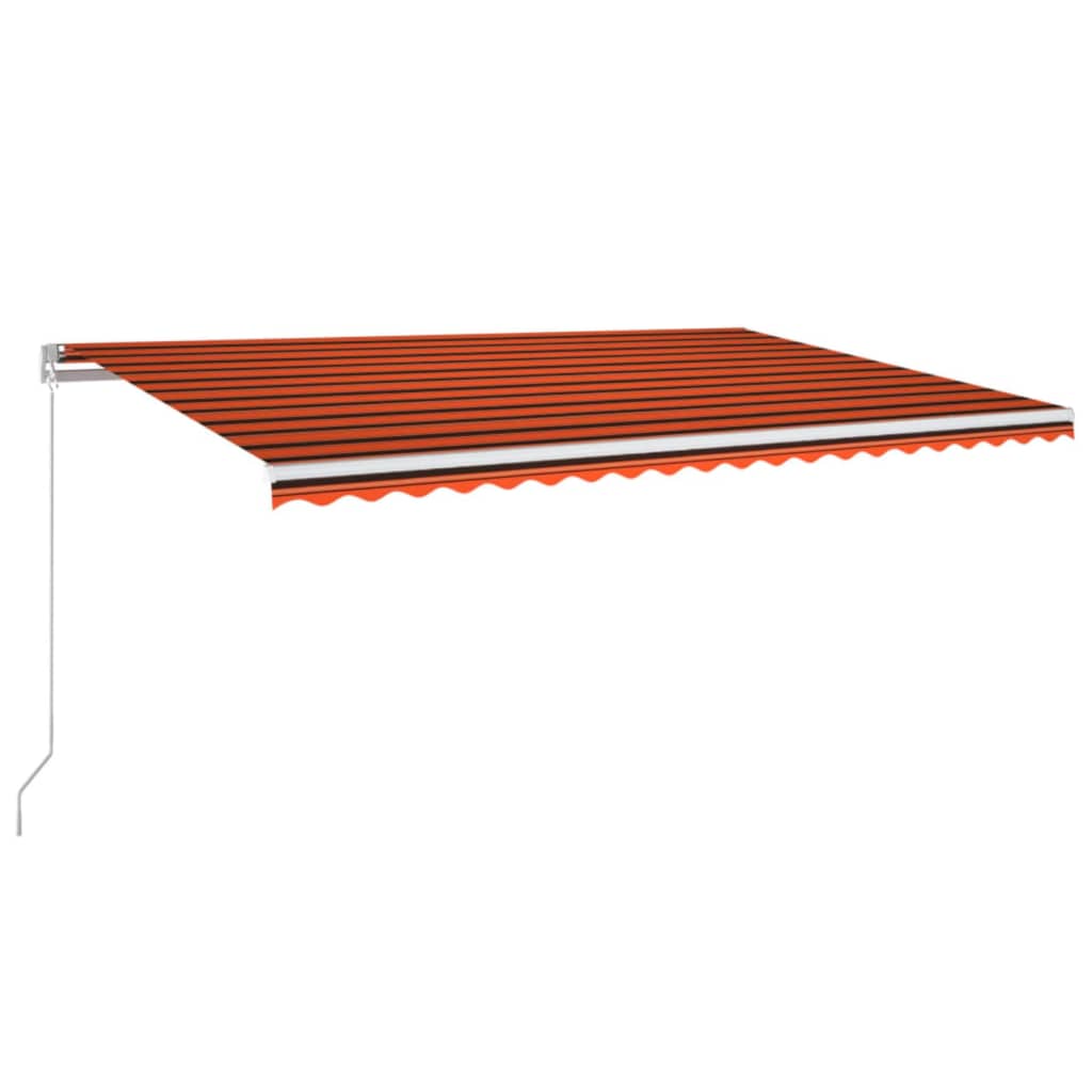 Ručně zatahovací markýza s LED světlem 500x300 cm oranžovohnědá