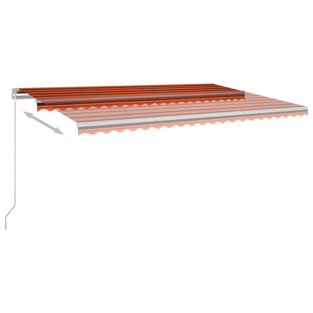 Ručně zatahovací markýza s LED světlem 500x300 cm oranžovohnědá