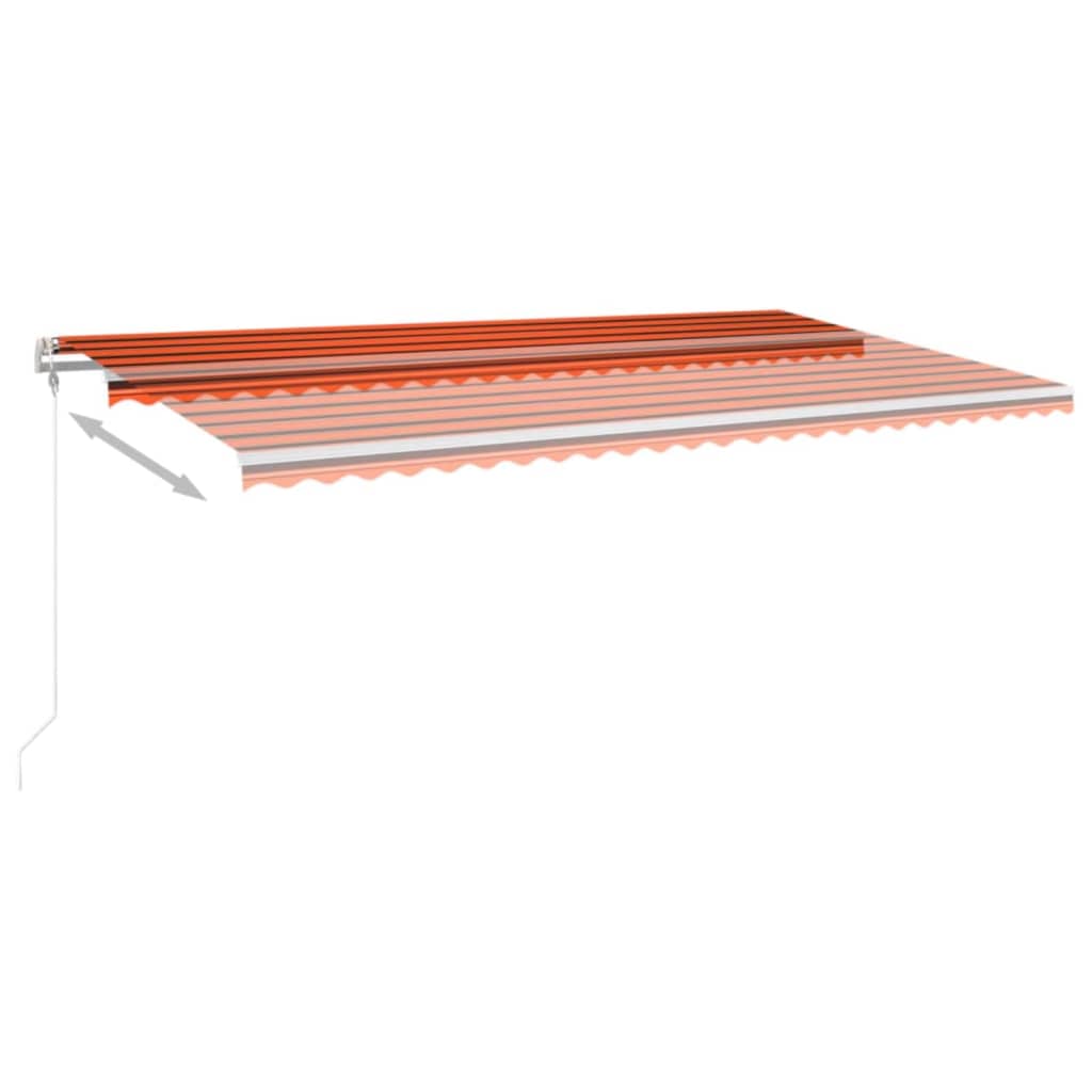 Automatická markýza LED a senzor větru 600x300 cm oranžovohnědá