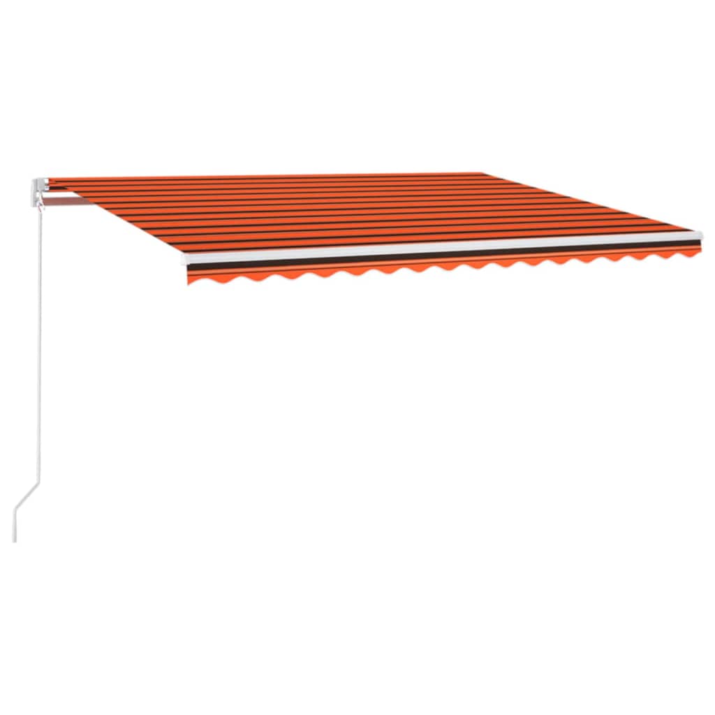 Ručně zatahovací markýza s LED světlem 450x350 cm oranžovohnědá