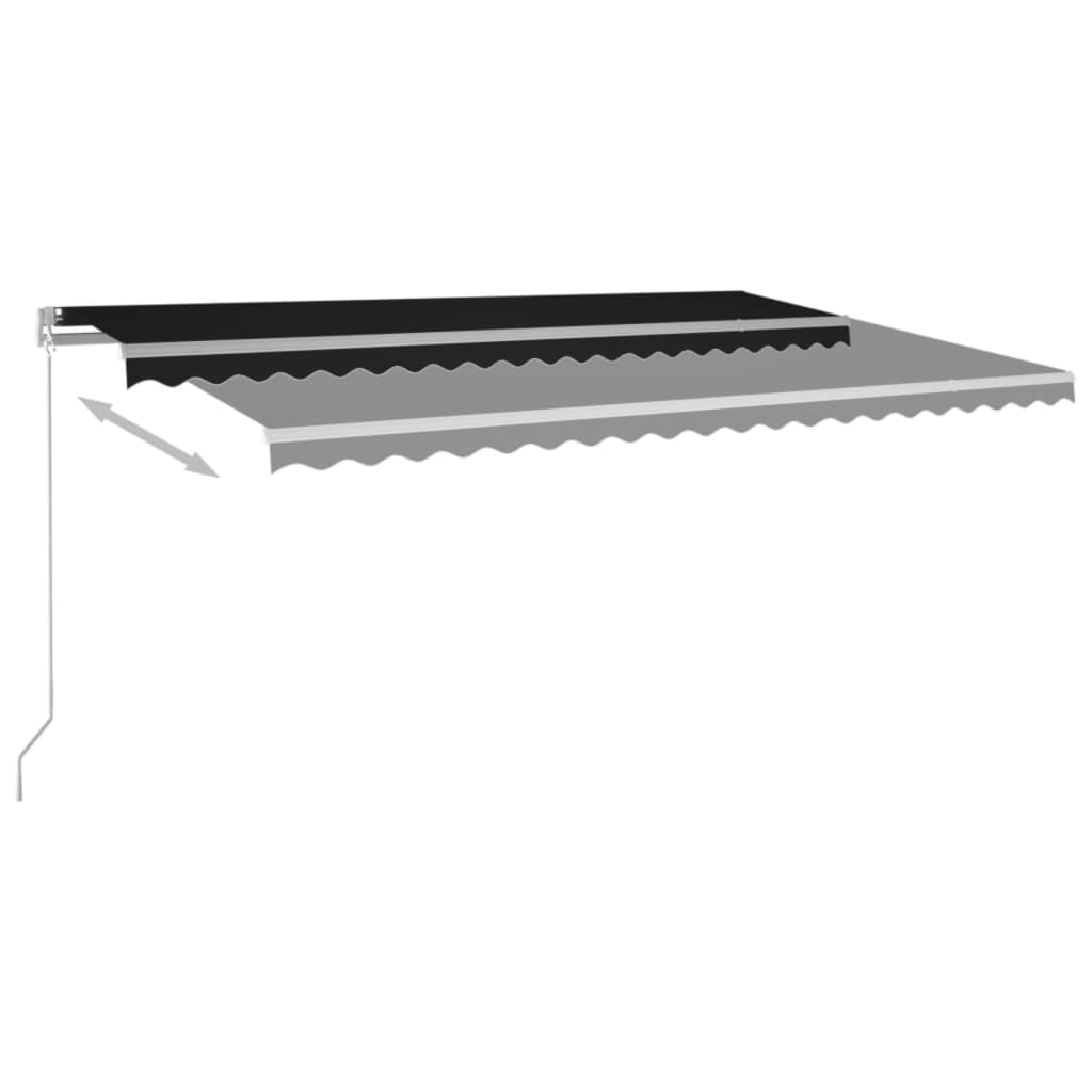 Ručně zatahovací markýza s LED světlem 500 x 350 cm antracitová