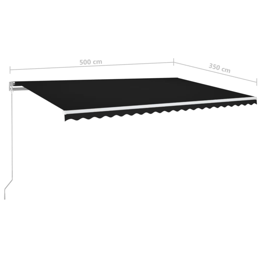 Ručně zatahovací markýza s LED světlem 500 x 350 cm antracitová