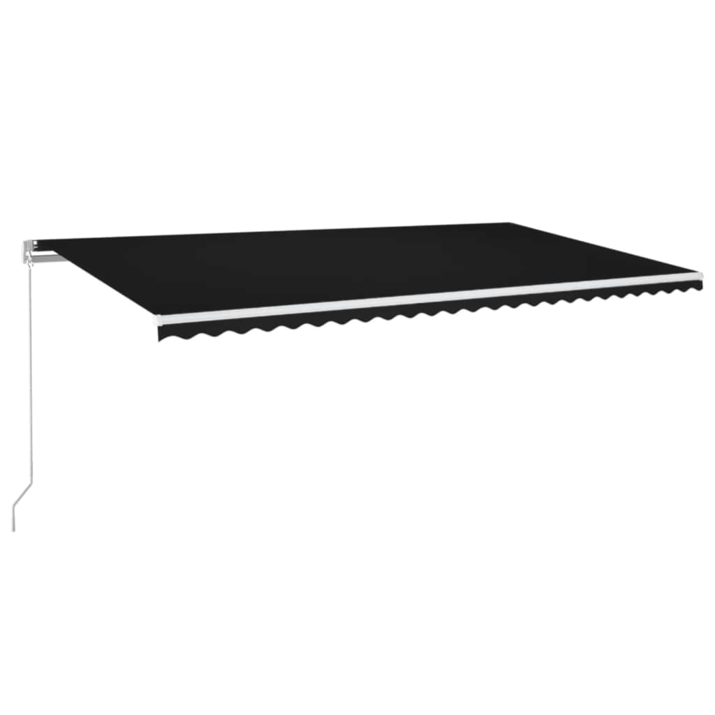 Ručně zatahovací markýza s LED světlem 600 x 350 cm antracitová