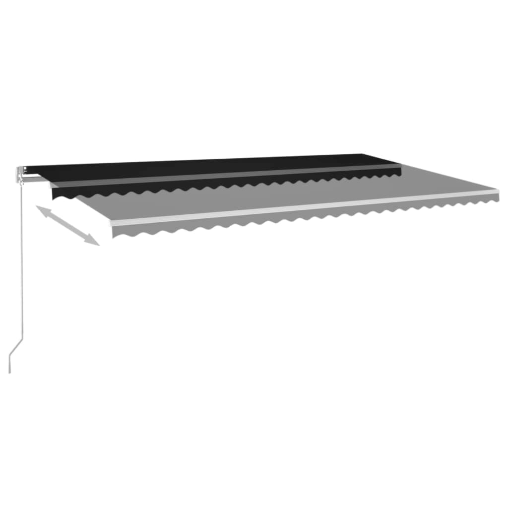 Ručně zatahovací markýza s LED světlem 600 x 350 cm antracitová