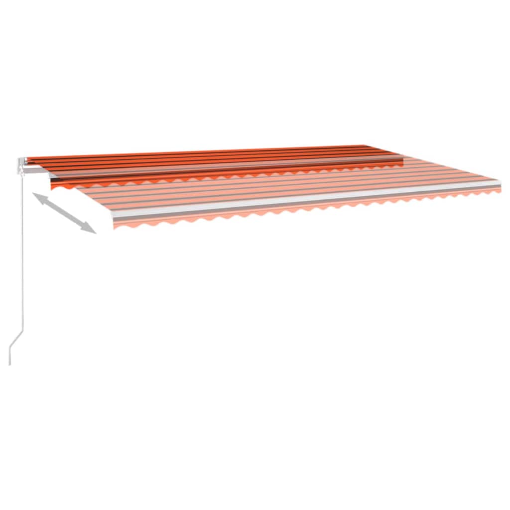 Ručně zatahovací markýza s LED světlem 600x350 cm oranžovohnědá