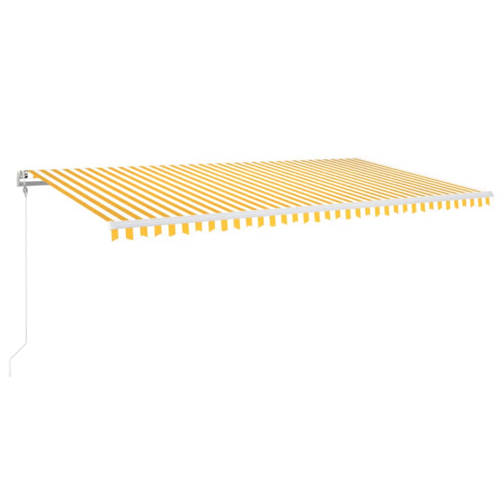 Automatická markýza LED a senzor větru 600 x 350 cm žlutá/bílá