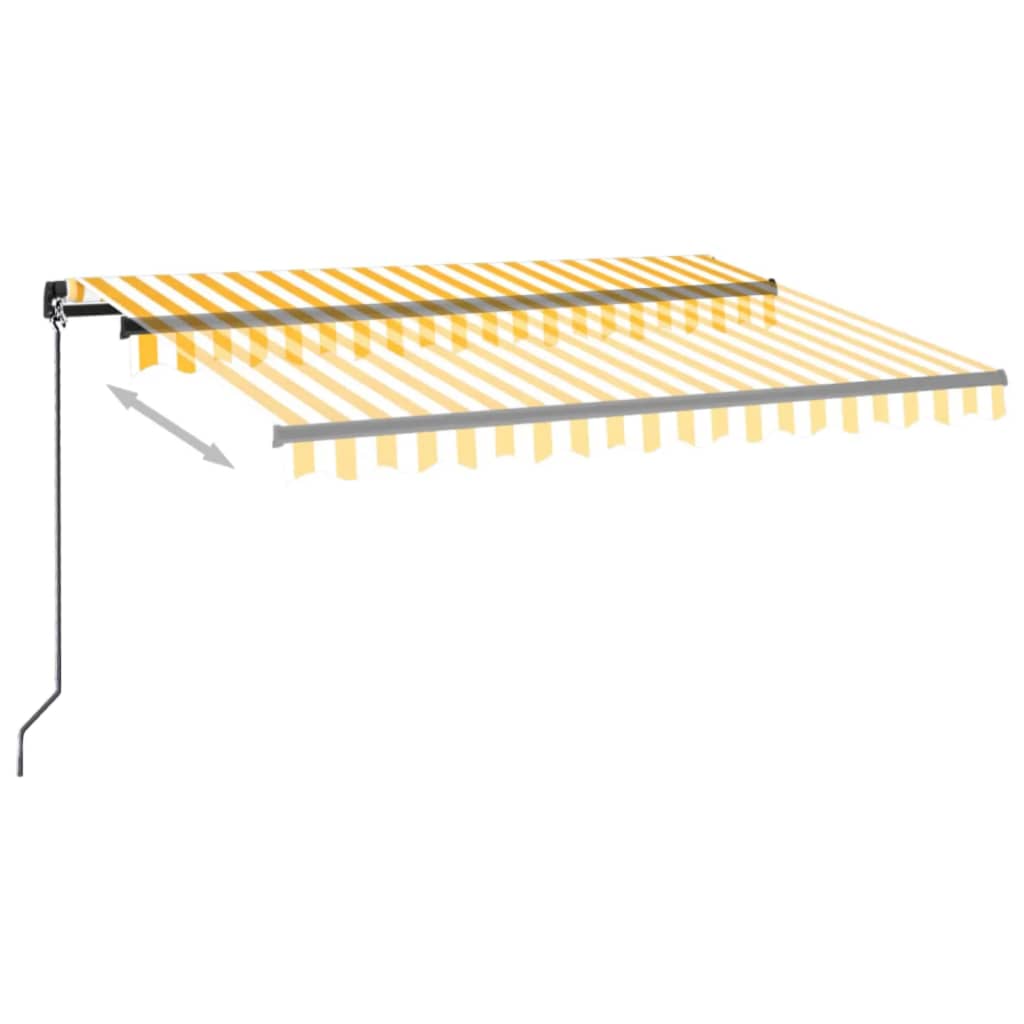 Ručně zatahovací markýza s LED světlem 350 x 250 cm žlutobílá