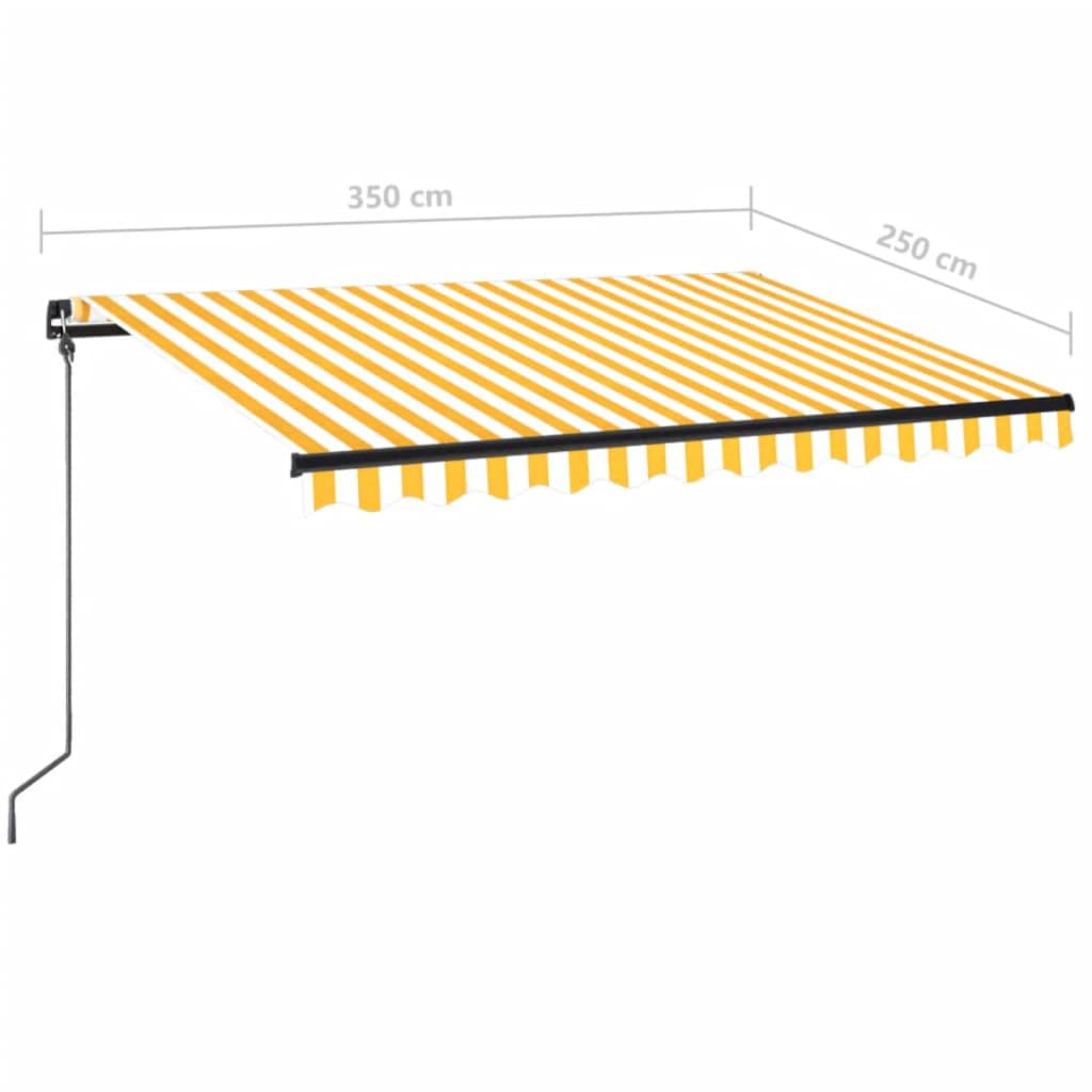 Ručně zatahovací markýza s LED světlem 350 x 250 cm žlutobílá