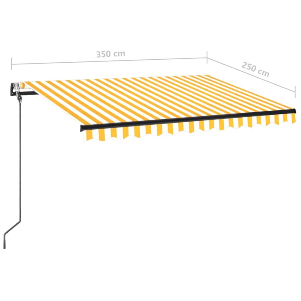 Automatická markýza LED a senzor větru 350 x 250 cm žlutá/bílá