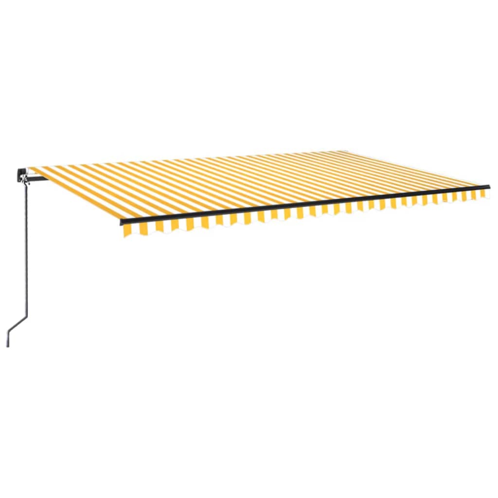 Ručně zatahovací markýza s LED světlem 500 x 300 cm žlutobílá