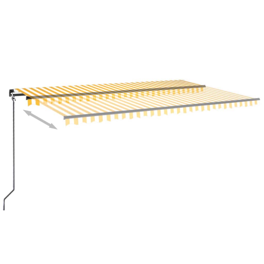 Ručně zatahovací markýza s LED světlem 500 x 300 cm žlutobílá