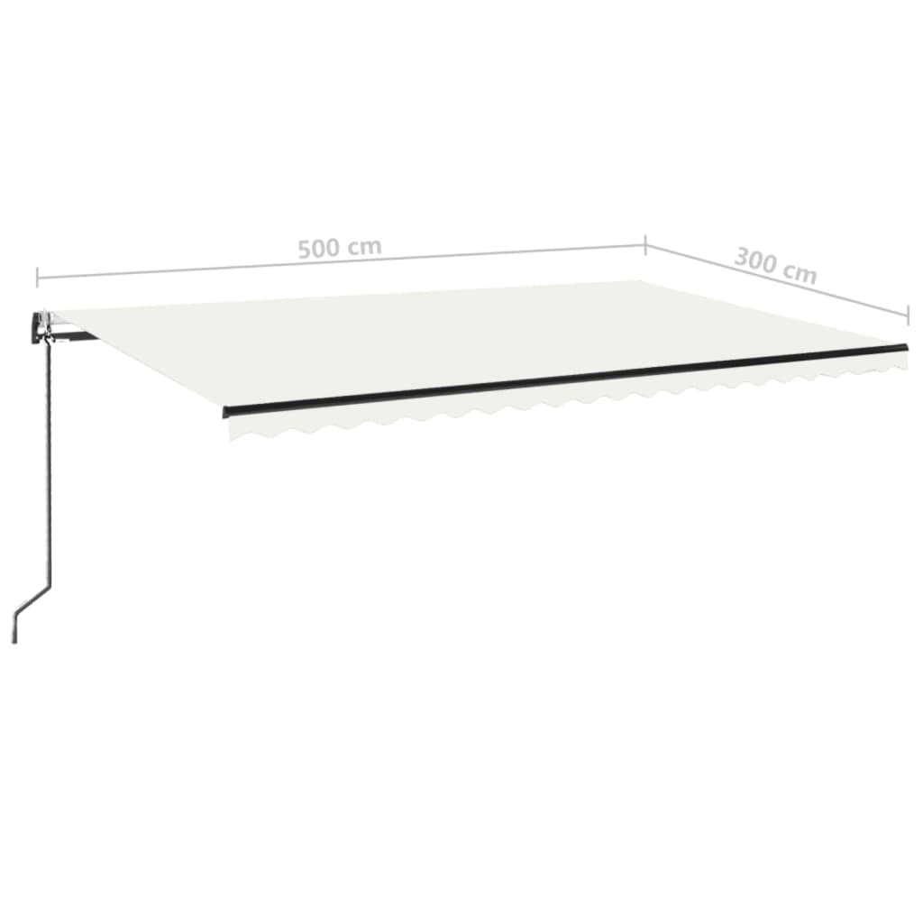 Automatická markýza LED a senzor větru 500 x 300 cm krémová