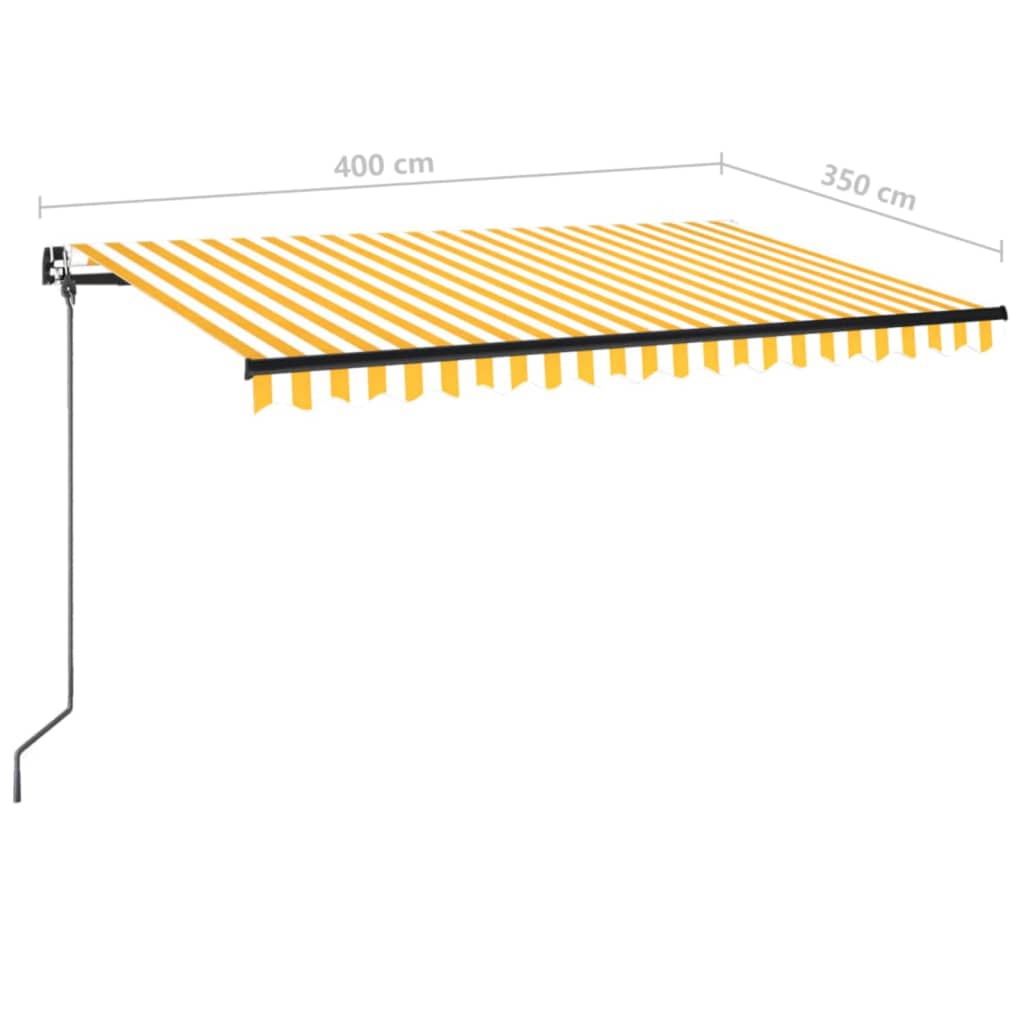 Ručně zatahovací markýza s LED světlem 400 x 350 cm žlutobílá