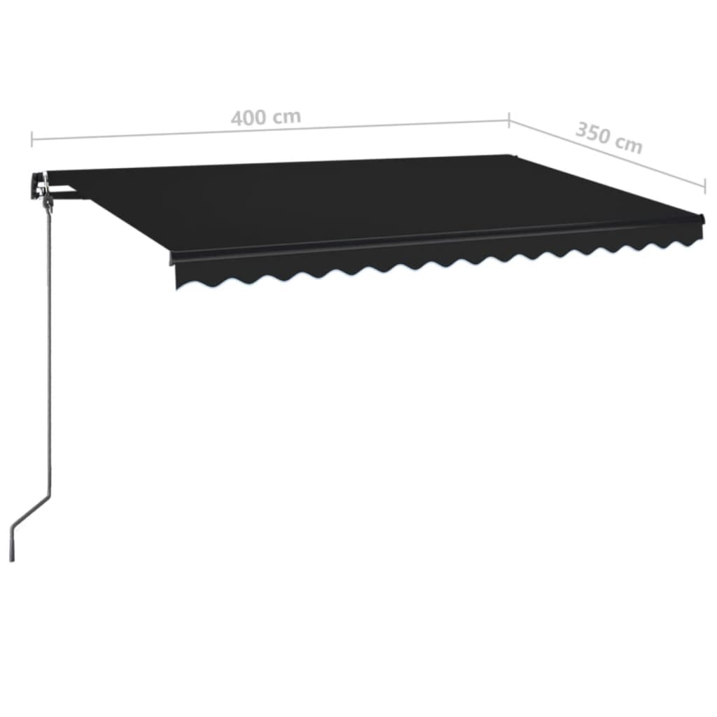 Ručně zatahovací markýza s LED světlem 400 x 350 cm antracitová