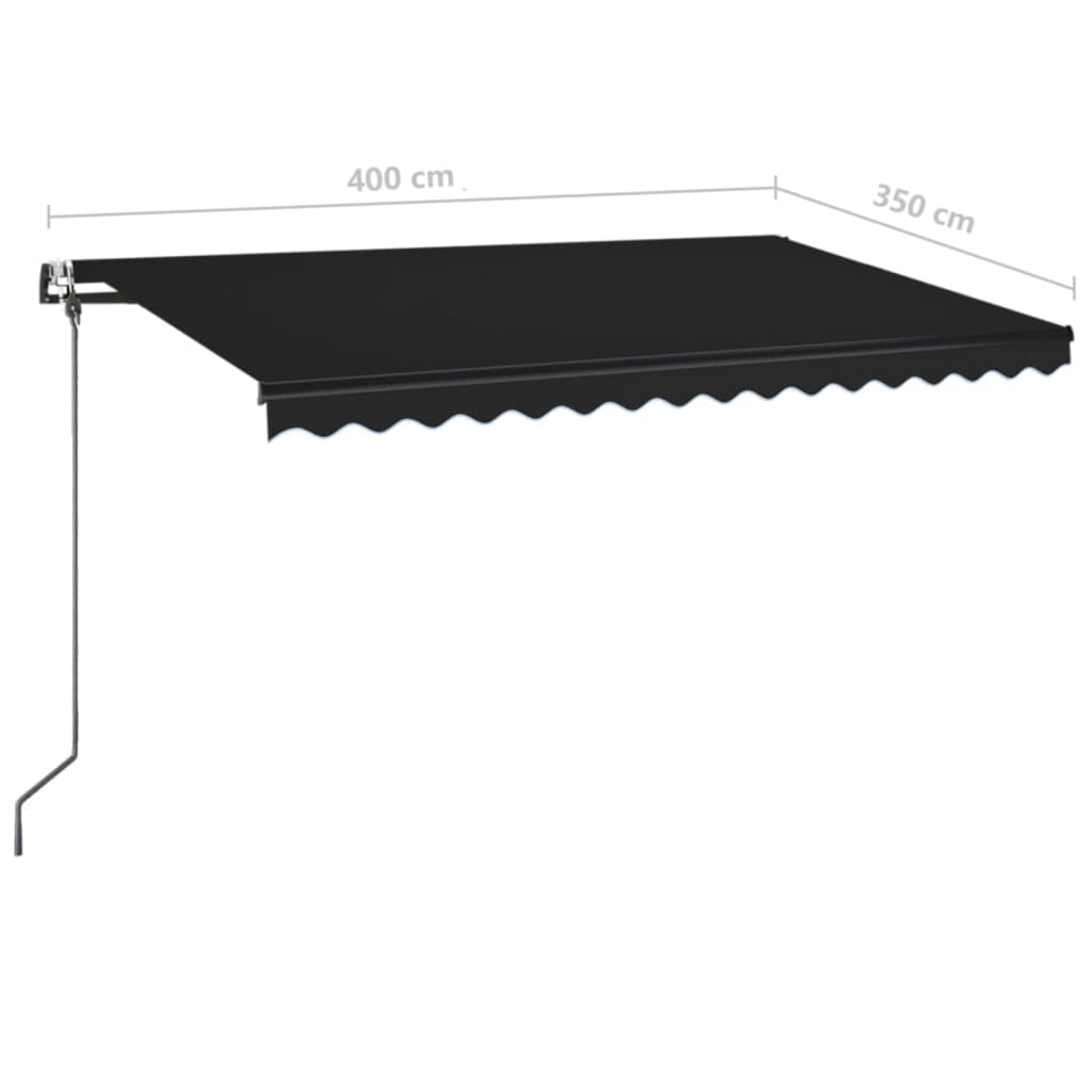 Automatická markýza LED a senzor větru 400x350 cm antracitová