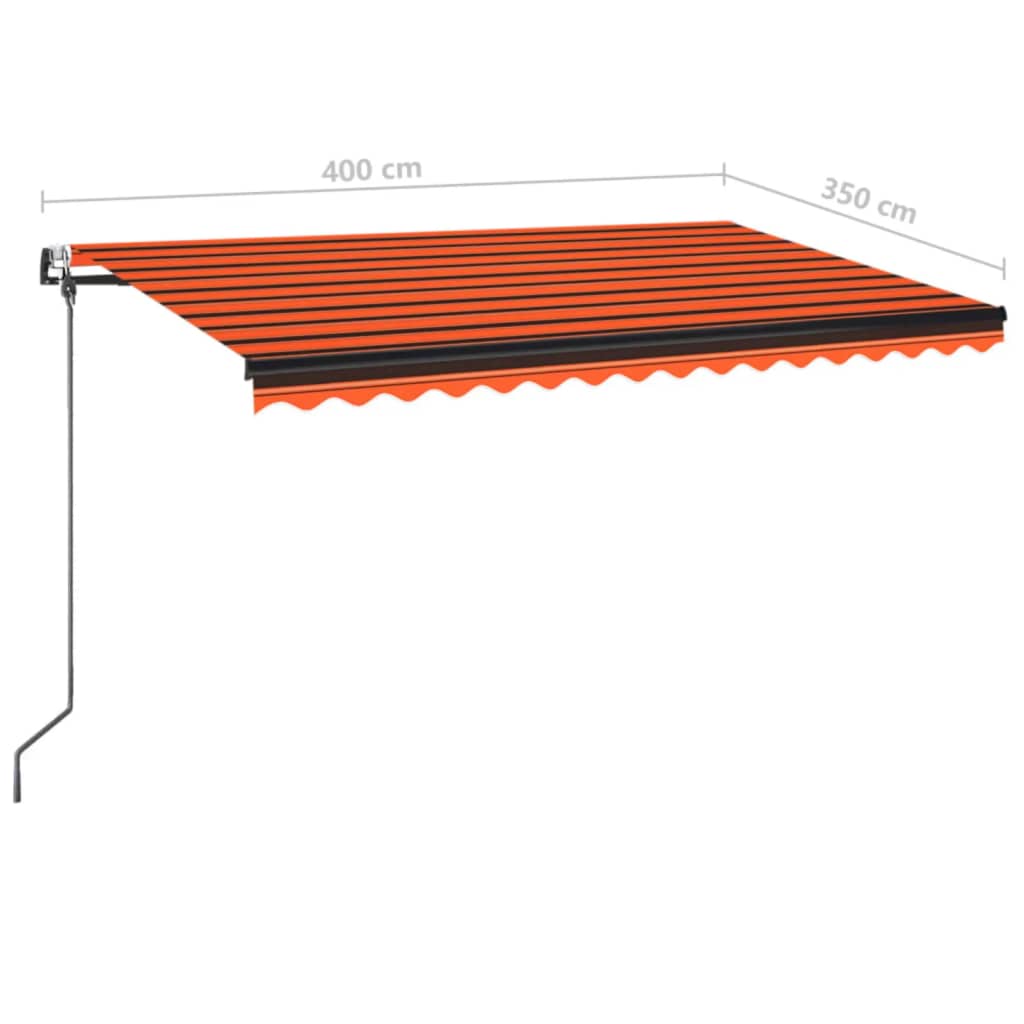 Automatická markýza LED a senzor větru 400x350 cm oranžovohnědá