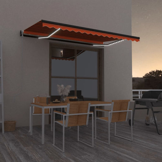 Automatická markýza LED a senzor větru 400x350 cm oranžovohnědá