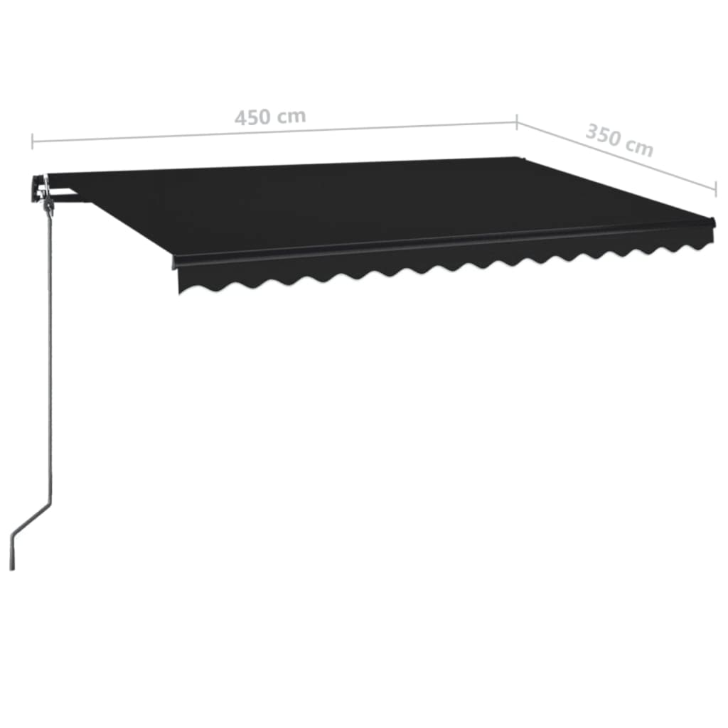 Ručně zatahovací markýza s LED světlem 450 x 350 cm antracitová