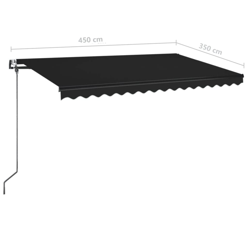 Automatická markýza LED a senzor větru 450 x 350 cm antracitová