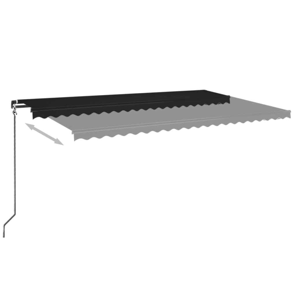 Ručně zatahovací markýza s LED světlem 500 x 350 cm antracitová