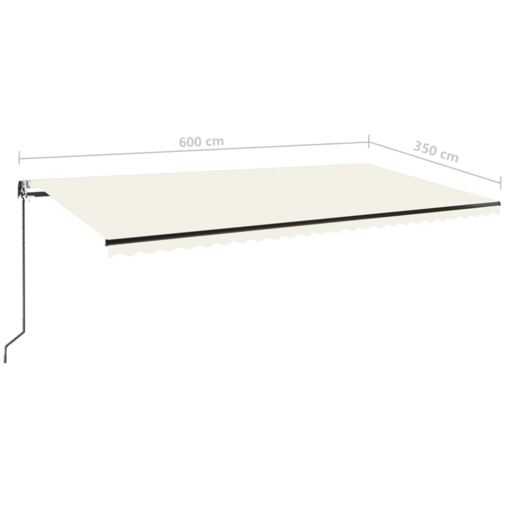 Automatická markýza LED a senzor větru 600 x 350 cm krémová