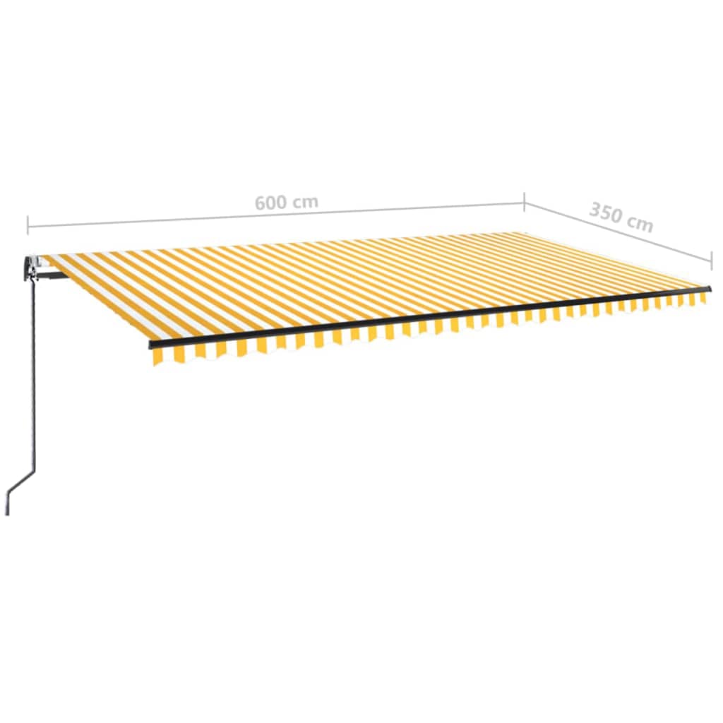 Automatická markýza LED a senzor větru 600 x 350 cm žlutá/bílá