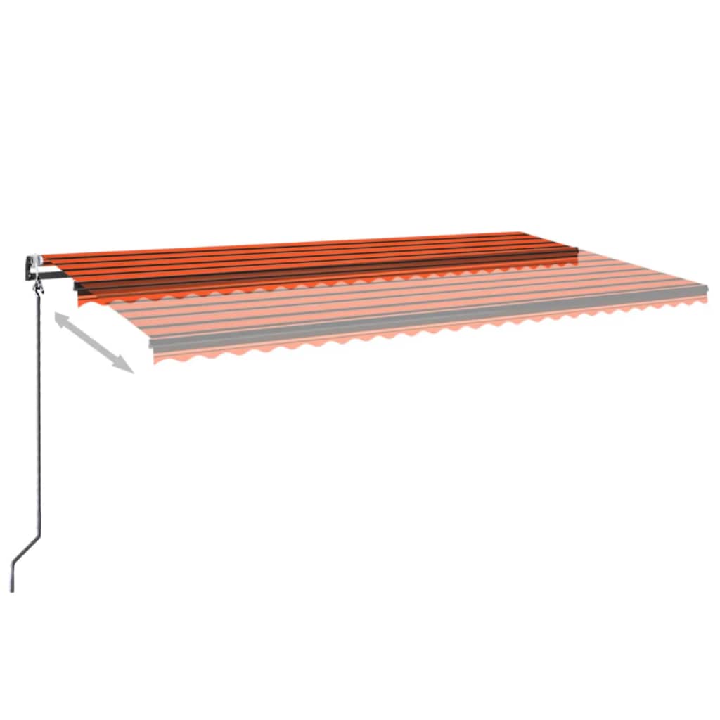 Automatická markýza LED a senzor větru 600x350 cm oranžovohnědá