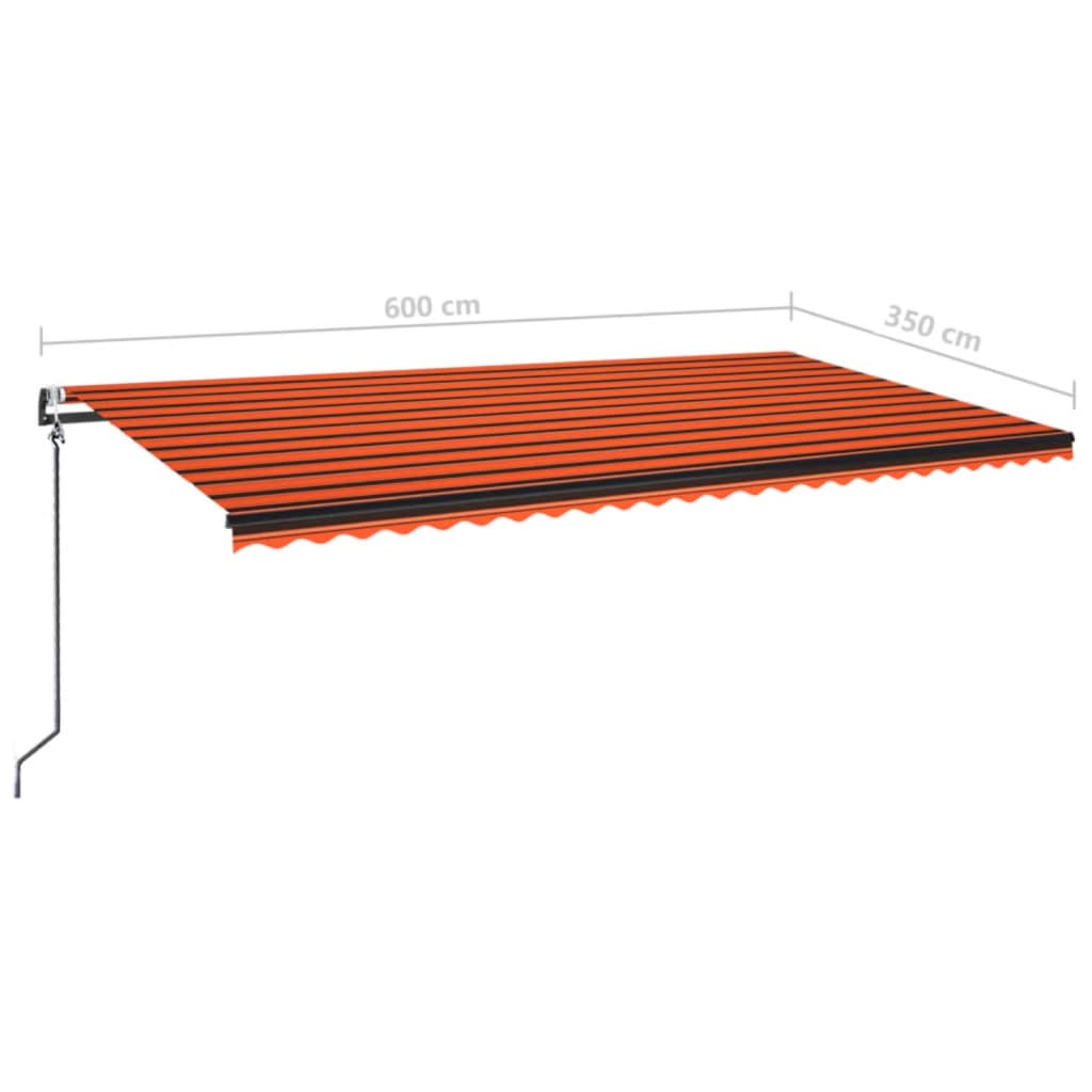 Automatická markýza LED a senzor větru 600x350 cm oranžovohnědá