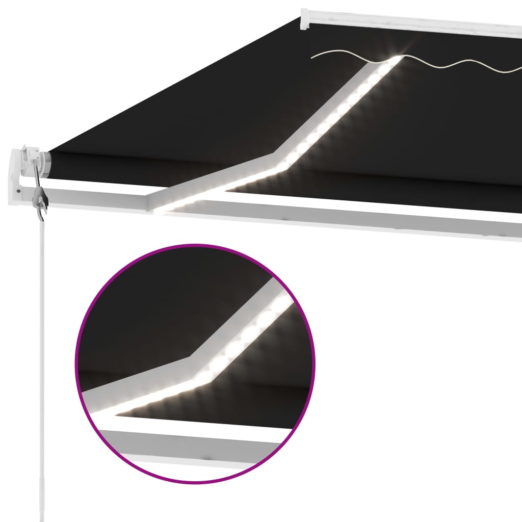 Automatická markýza LED a senzor větru 350 x 250 cm antracitová