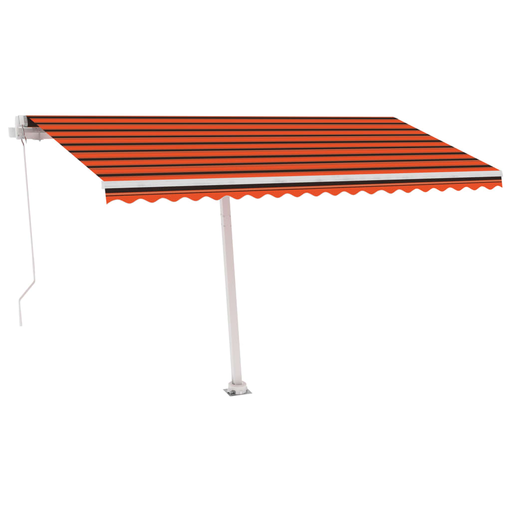 Ručně zatahovací markýza s LED světlem 400x300 cm oranžovohnědá