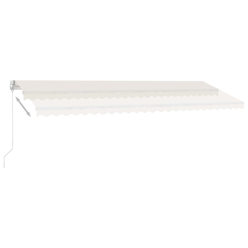 Ručně zatahovací markýza s LED světlem 500 x 300 cm krémová