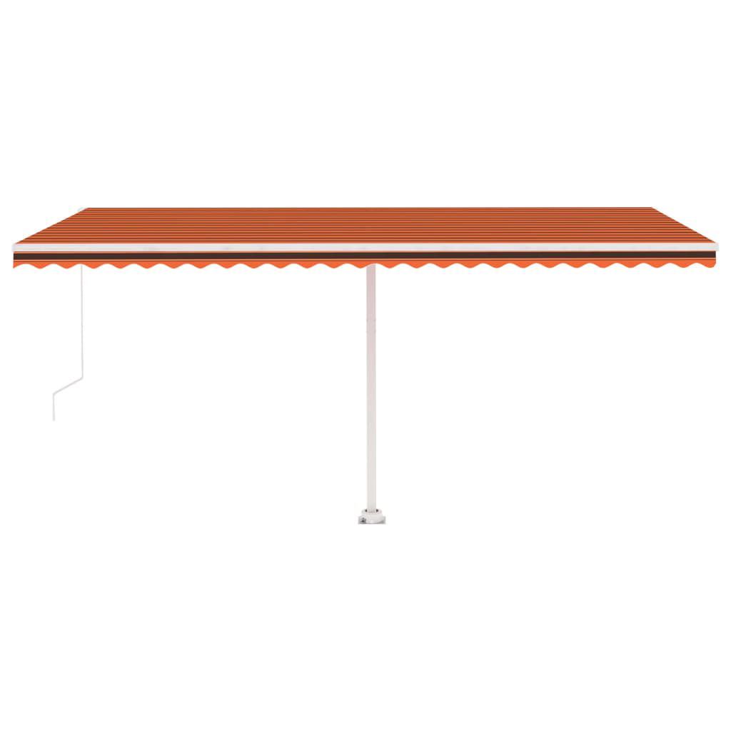 Ručně zatahovací markýza s LED světlem 500x300 cm oranžovohnědá