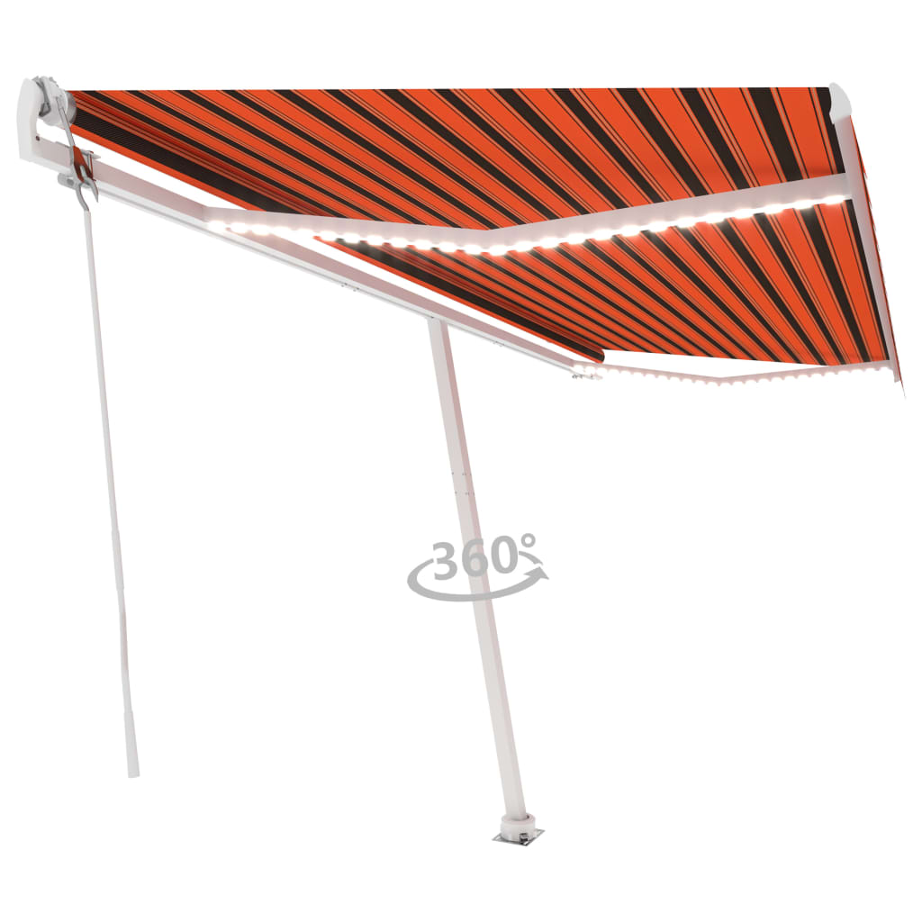 Automatická markýza LED a senzor větru 500x300 cm oranžovohnědá