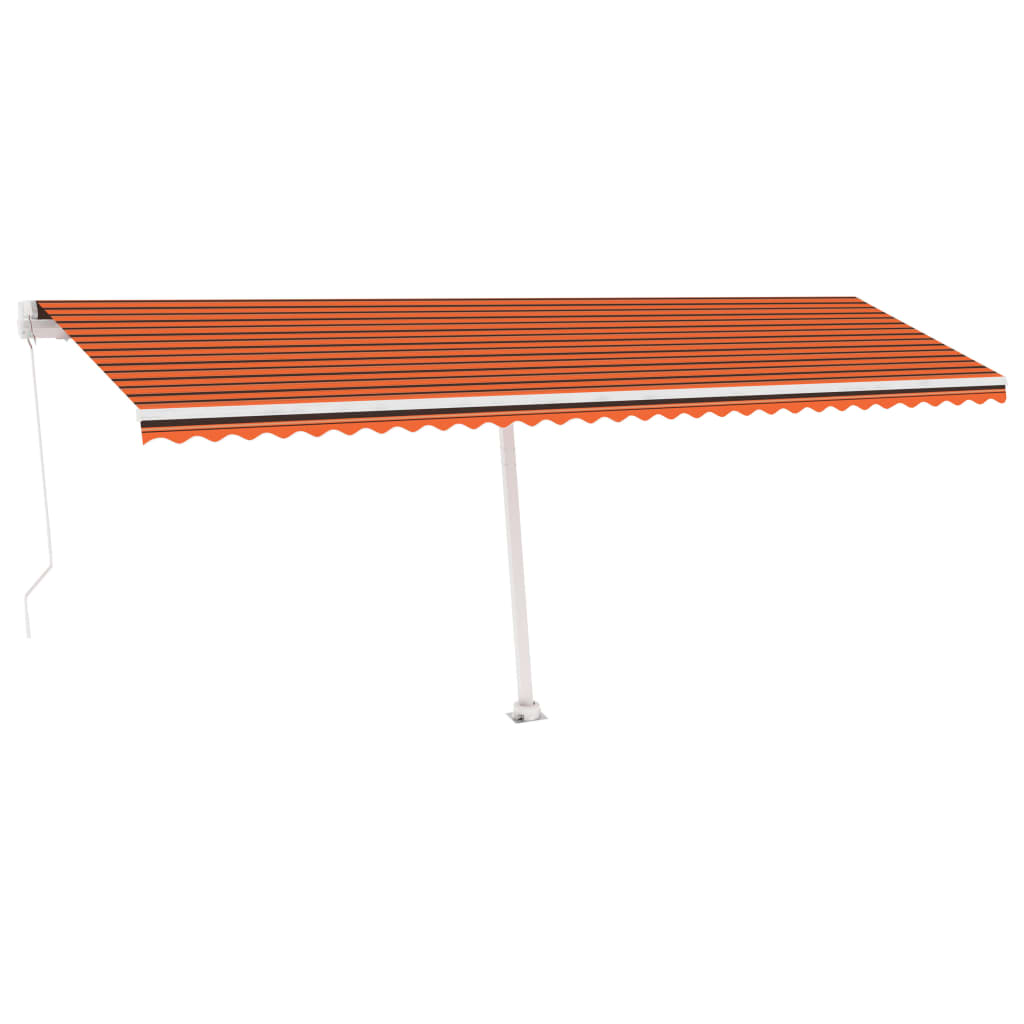 Ručně zatahovací markýza s LED světlem 600x300 cm oranžovohnědá