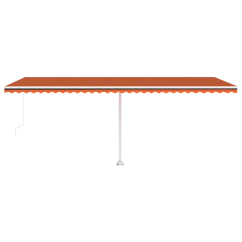 Ručně zatahovací markýza s LED světlem 600x300 cm oranžovohnědá