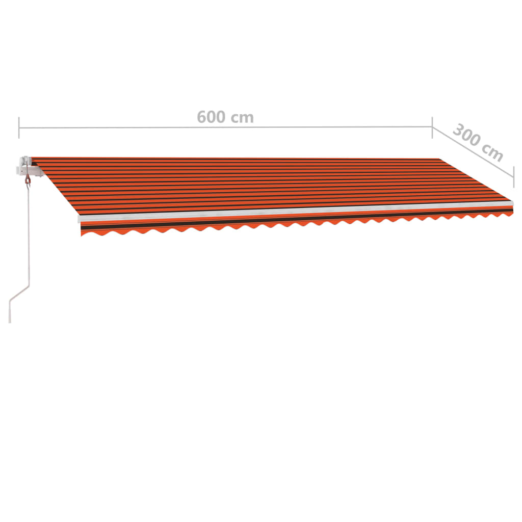 Automatická markýza LED a senzor větru 600x300 cm oranžovohnědá