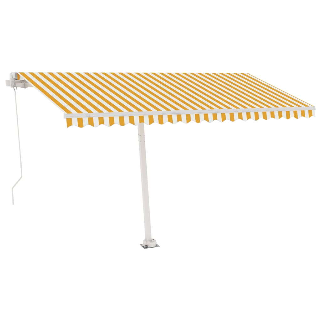 Ručně zatahovací markýza s LED světlem 450 x 350 cm žlutobílá