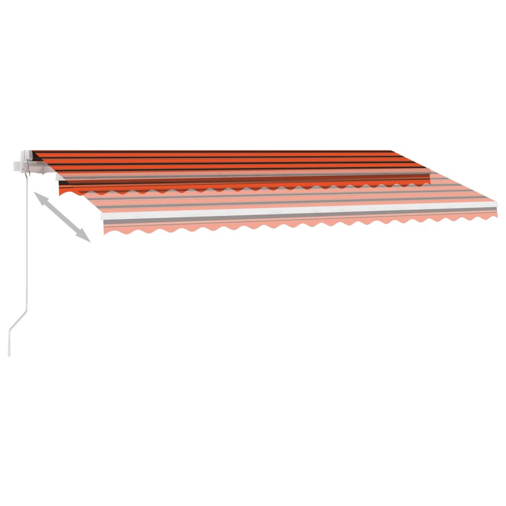 Ručně zatahovací markýza s LED světlem 450x350 cm oranžovohnědá