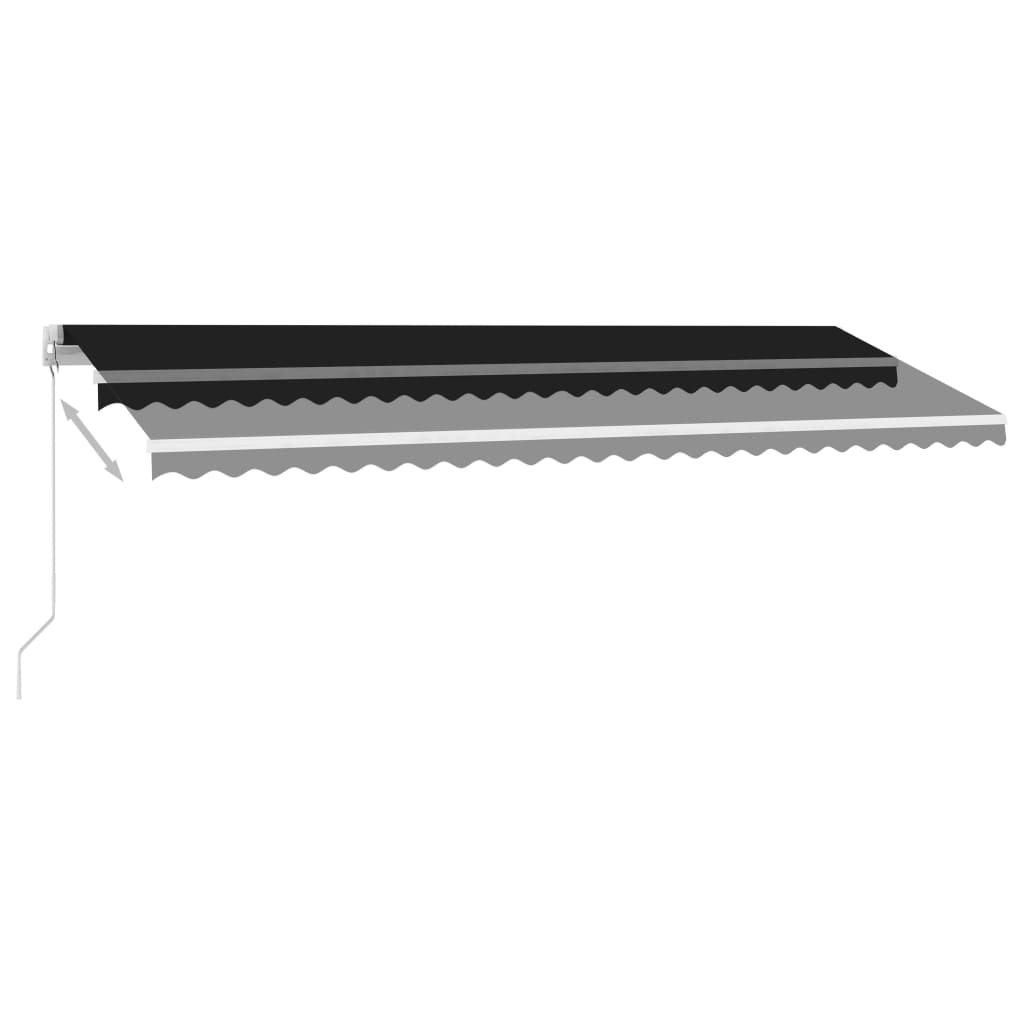 Ručně zatahovací markýza s LED světlem 500 x 350 cm antracitová