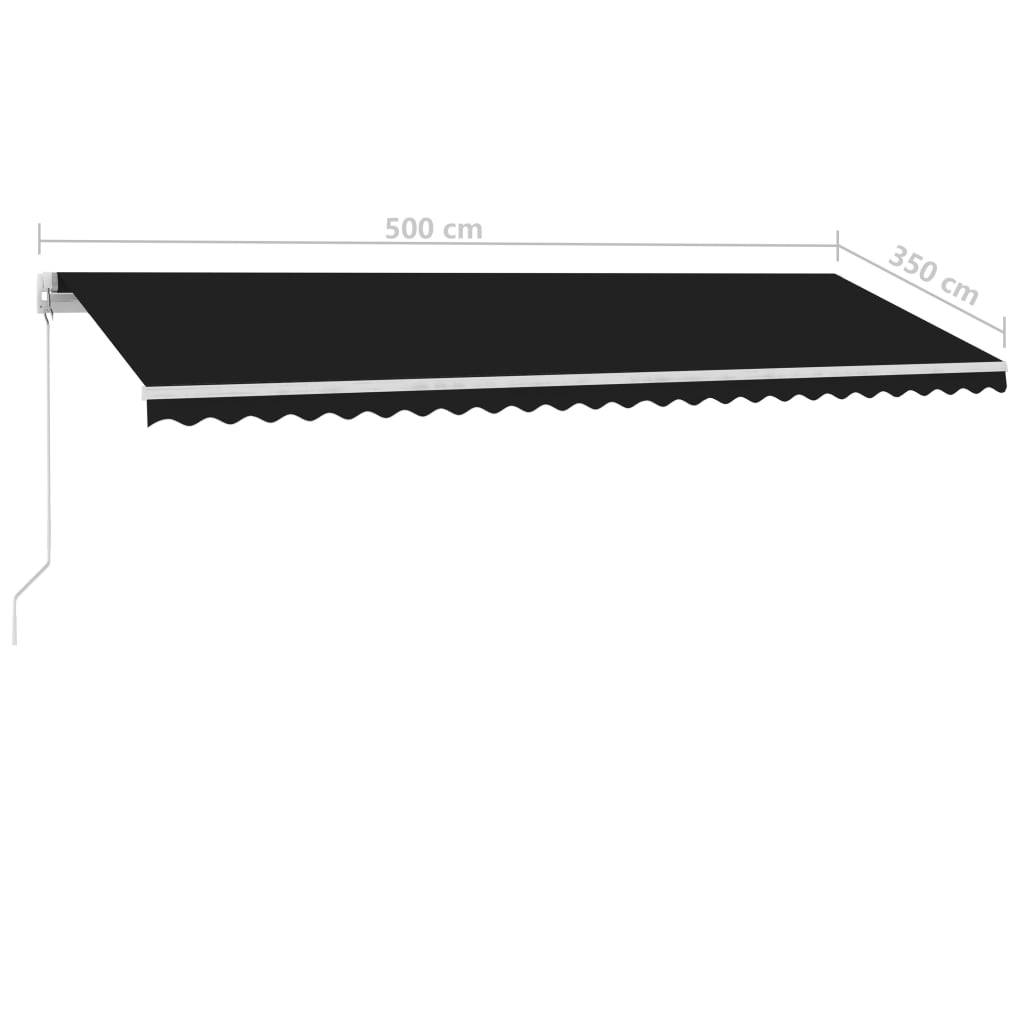 Ručně zatahovací markýza s LED světlem 500 x 350 cm antracitová